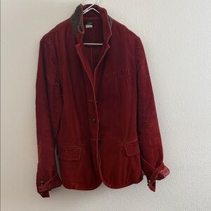 J. Crew Women's Deep Red Corduroy Blazer with Contrasting Collar